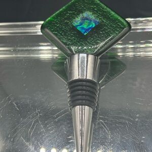 Murano Green Glass Wine Bottle Stopper